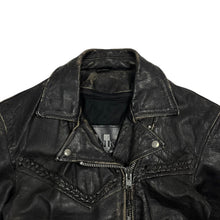 Load image into Gallery viewer, Cropped Leather Belted Bike Jacket - Size S