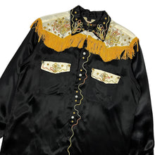 Load image into Gallery viewer, 1940s/1950s Custom Western Rodeo Cowboy Silk Button Up Dress Shirt - Size L