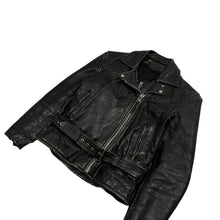 Load image into Gallery viewer, Cropped Leather Belted Bike Jacket - Size S