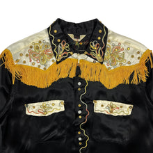 Load image into Gallery viewer, 1940s/1950s Custom Western Rodeo Cowboy Silk Button Up Dress Shirt - Size L