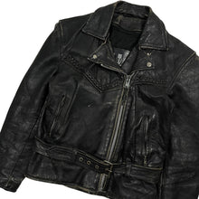 Load image into Gallery viewer, Cropped Leather Belted Bike Jacket - Size S