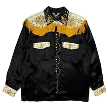 Load image into Gallery viewer, 1940s/1950s Custom Western Rodeo Cowboy Silk Button Up Dress Shirt - Size L