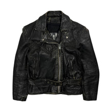 Load image into Gallery viewer, Cropped Leather Belted Bike Jacket - Size S