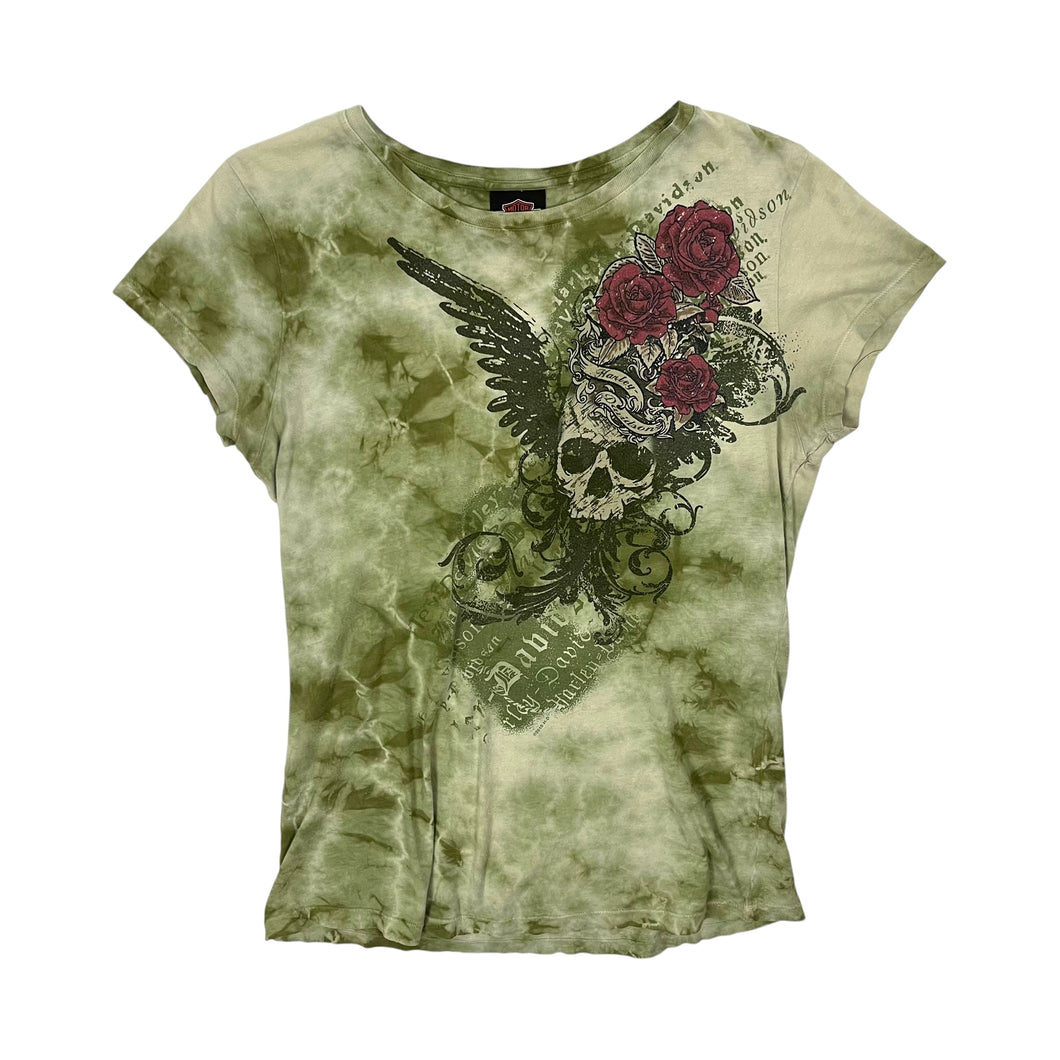 Women's Harley-Davidson Tie-Dyed Skull & Roses Tee - Size L