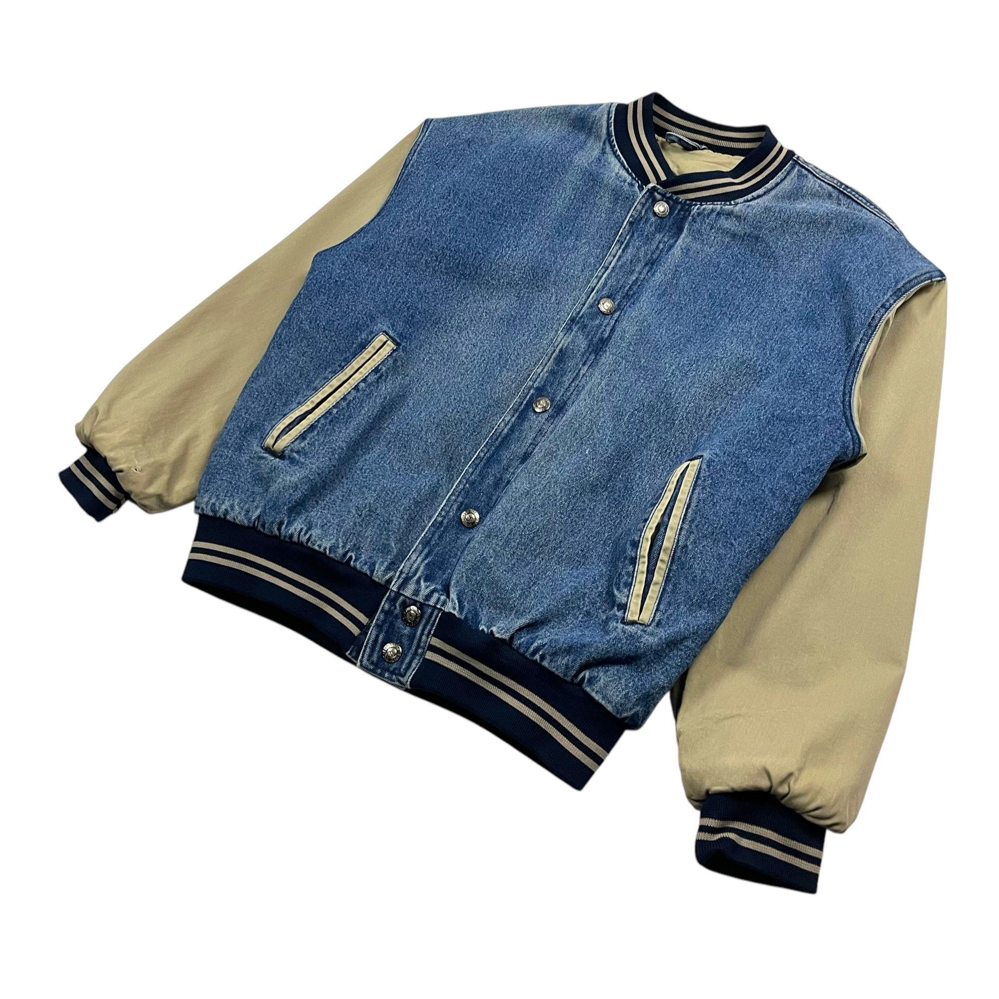 ★2025FW新作★LMC★DENIM VARSITY JACKET Two-Tone Denim Varsity Jacket - Size M – Snafu Studios