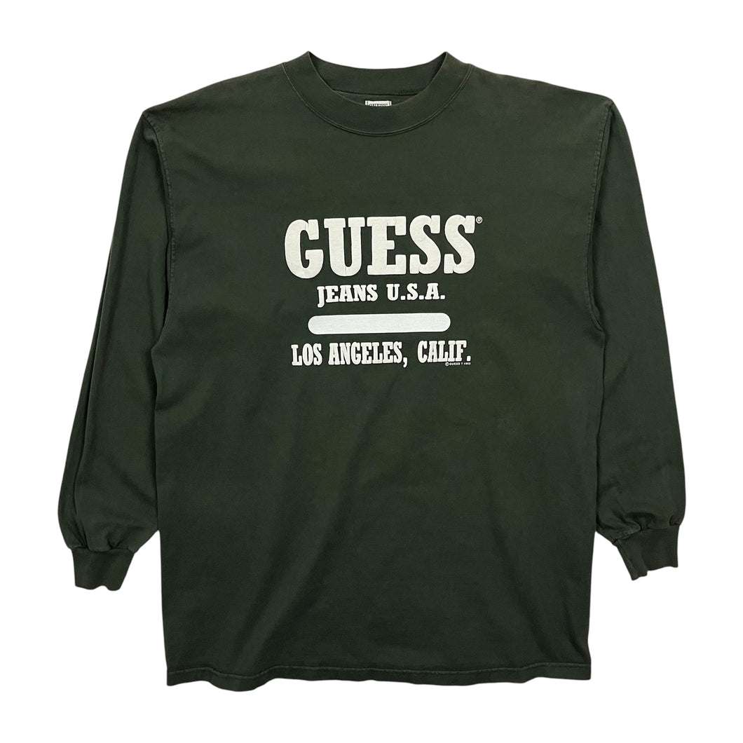 1993 Guess Jeans USA Puff Print Longsleeve - Size XXL