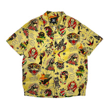 Load image into Gallery viewer, Ed Hardy Traditional Tattoo Flashboard All Over Print Button Up - Size L
