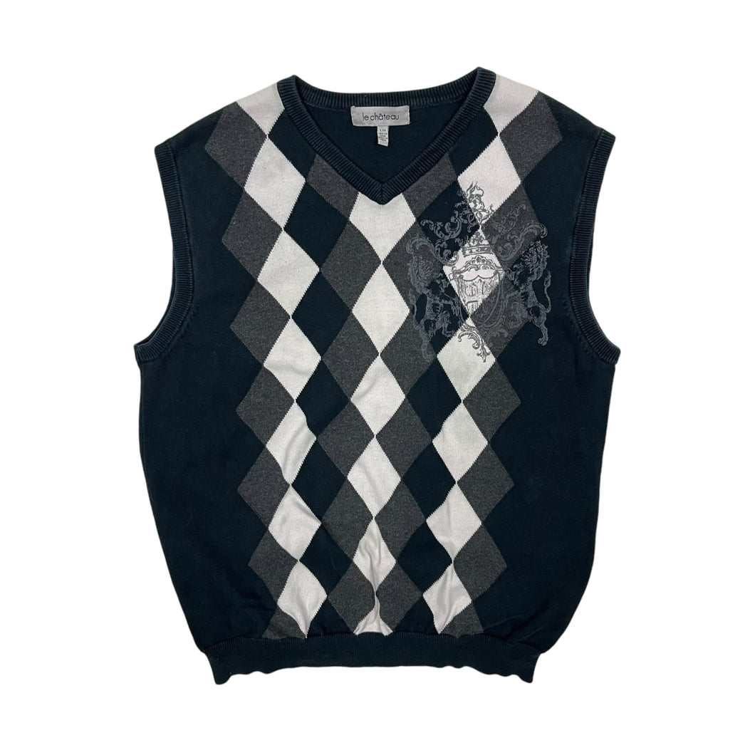 Le Chateau Argyle Knit Sweater Vest - Size M