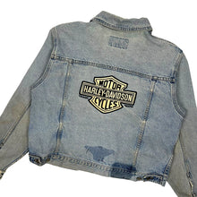 Load image into Gallery viewer, Distressed Harley-Davidson Denim Biker Jacket - Size S/M
