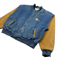 Load image into Gallery viewer, Distressed Ford Mustang Denim Varsity Jacket - Size L
