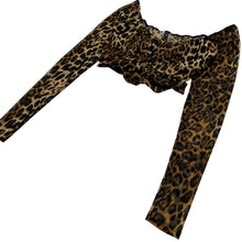 Load image into Gallery viewer, Women&#39;s Windsor Cropped Mesh Cheetah Print Long Sleeve - Size S
