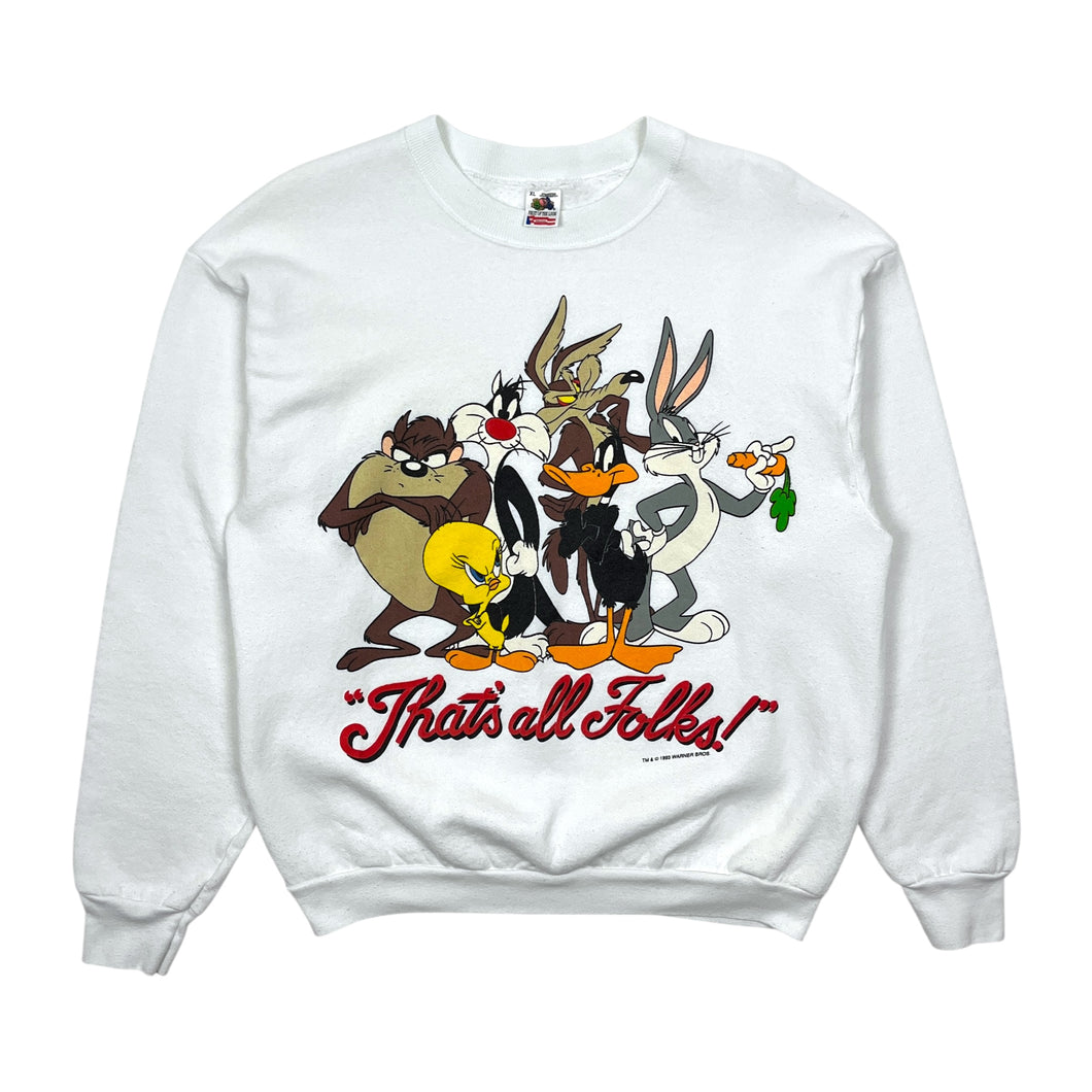 1993 Looney Tunes That's All Folks Crewneck Sweatshirt - Size L