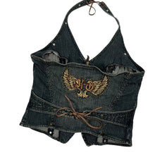 Load image into Gallery viewer, Women&#39;s Harley-Davidson Embellished Denim Halter Top - Size L
