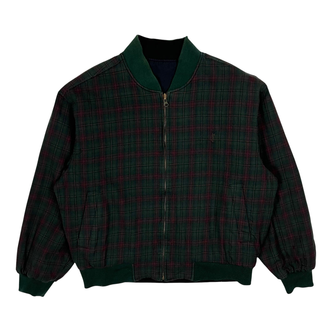 Yves Saint Laurent Pour Homme Reversible Plaid Bomber Jacket - Size M/L