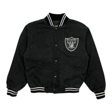 Load image into Gallery viewer, Los Angeles Raiders Denim Bomber Jacket - Size L

