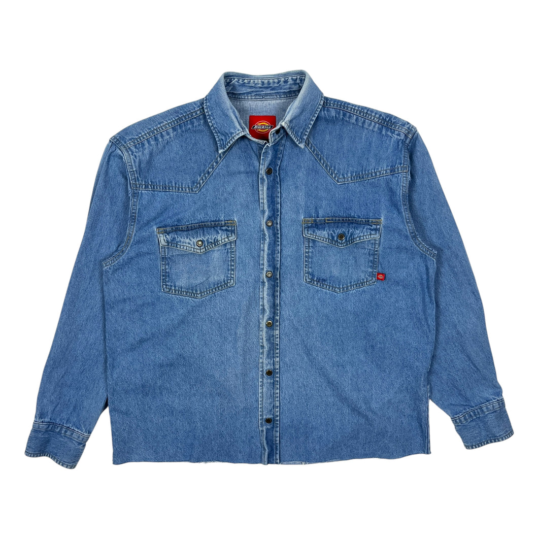 Dickies Snap Button Raw Hem Work Shirt - Size L