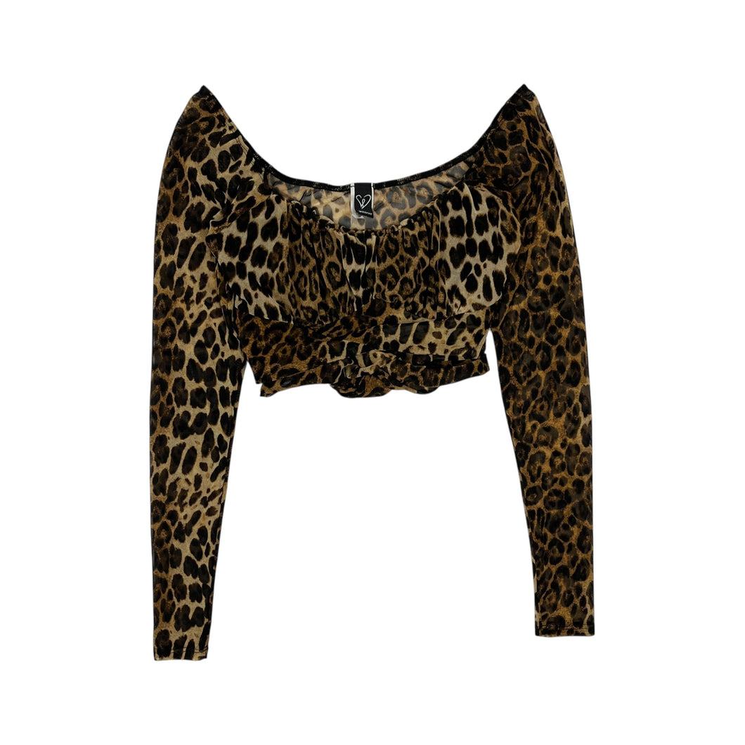 Women's Windsor Cropped Mesh Cheetah Print Long Sleeve - Size S