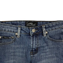 Load image into Gallery viewer, Women's Platinum Plush Rhinestone Peak-a-boo Capris - Size S
