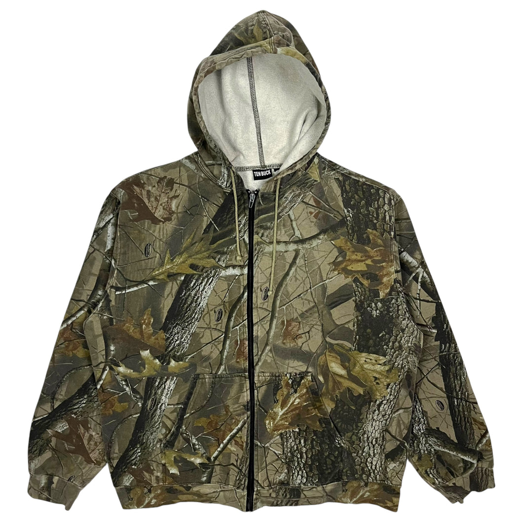 Ten Buck Realtree Hardwoods Camo Zip Up Hoodie - Size L