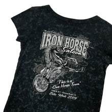 Load image into Gallery viewer, Women&#39;s Iron Horse Saloon Acid Wash Biker Tee - Size M
