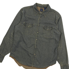 Load image into Gallery viewer, Gap Mud Wash Pearl Snap Western Shirt - Size L

