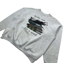 Load image into Gallery viewer, Books, Cats, Life is Good Crewneck Sweatshirt - Size L
