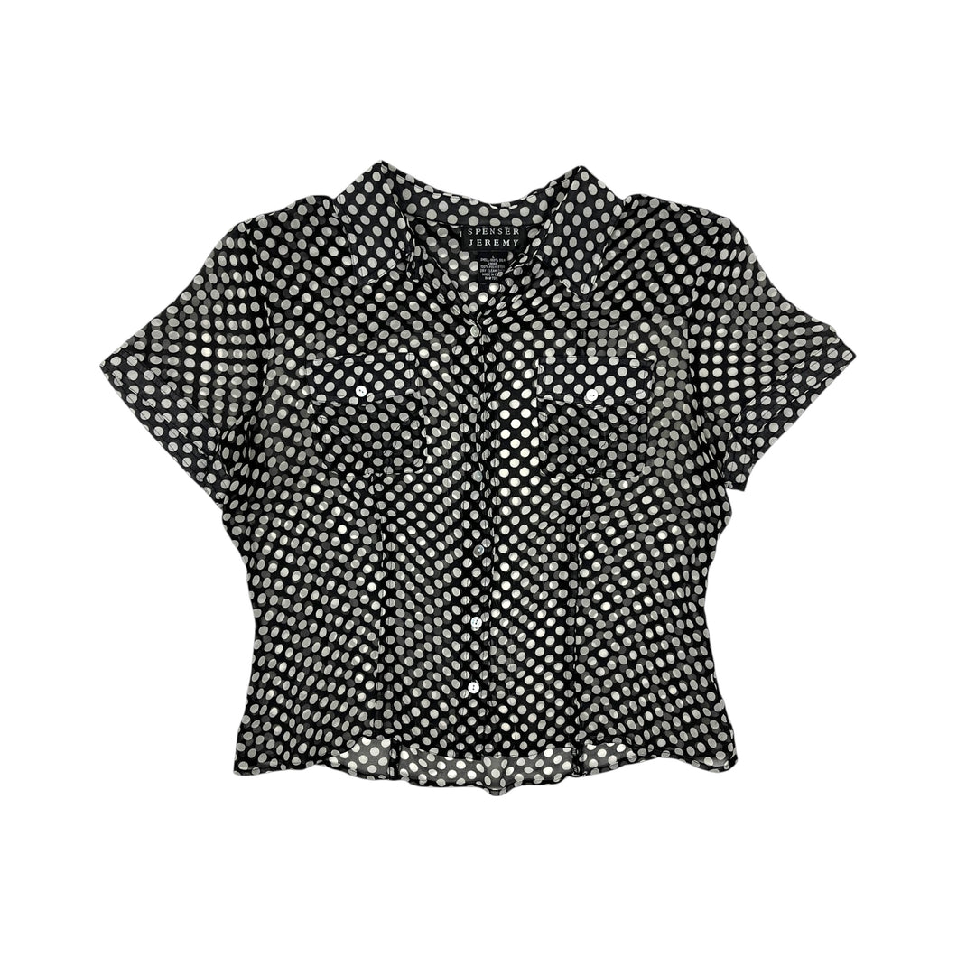 Women's Spencer Jeremy Polka Dot Silk Button Up - Size L