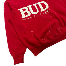 Load image into Gallery viewer, Distressed 1991 Budweiser King Of Beers Raglan Painters Crewneck Sweatshirt - Size L
