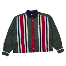 Load image into Gallery viewer, Tommy Hilfiger Striped Crest Raw Hem Button Down - Size L/XL
