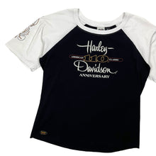 Load image into Gallery viewer, Women&#39;s Harley-Davidson Rhinestone 110th Anniversary Baseball Tee - Size XL
