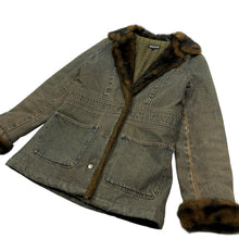 Load image into Gallery viewer, Women’s XOXO Faux Fur Denim Jacket - Size S
