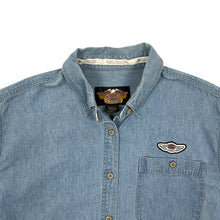 Load image into Gallery viewer, Harley-Davidson Denim Raw Hem Button Up - Size L
