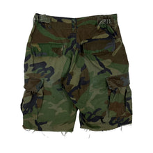 Load image into Gallery viewer, US Military Cut Off Raw Hem Woodland Camo Shorts - Size 29&quot;
