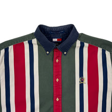 Load image into Gallery viewer, Tommy Hilfiger Striped Crest Raw Hem Button Down - Size L/XL
