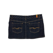 Load image into Gallery viewer, Women&#39;s Blueasphalt Pinstriped Denim Mini Skirt - Size L
