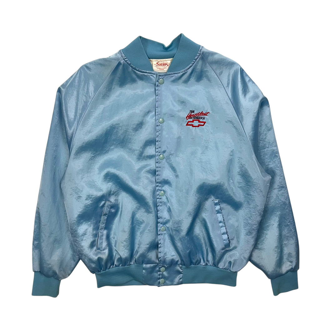 Chevy Heartbeat Of America USA Made Satin Baseball Jacket - Size XL