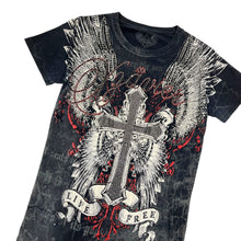 Load image into Gallery viewer, Xzavier Rhinestone Winged Cross Tee - Size L
