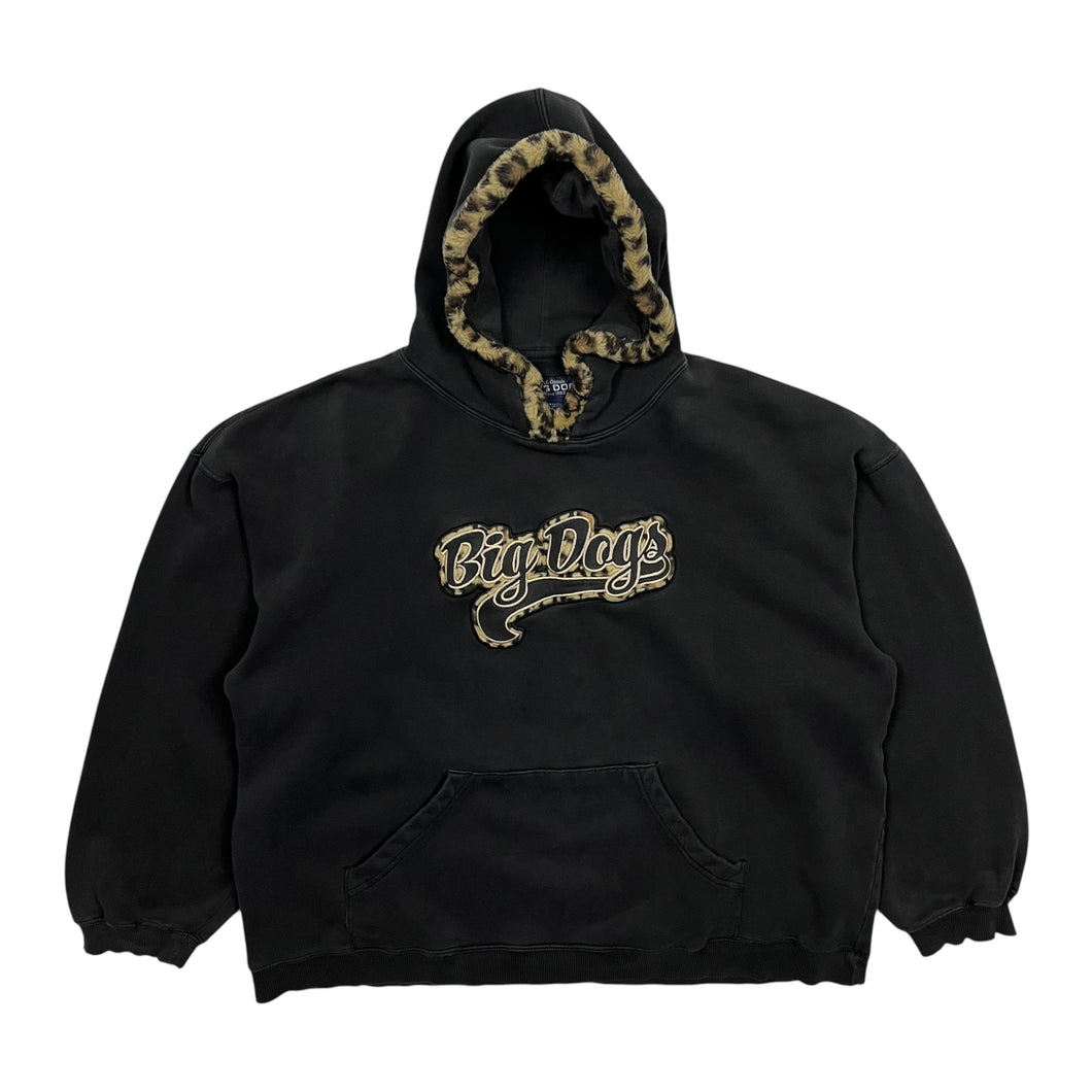 Big Dogs Cheetah Print Faux Fur Line Hoodie - Size M