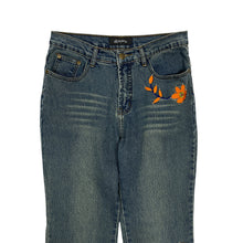 Load image into Gallery viewer, Women's Afontaine Flower Embellished Flared denim Jeans - Size
