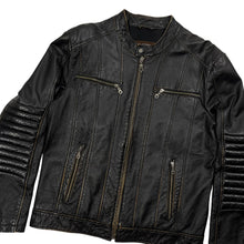 Load image into Gallery viewer, Danier Cafe Racer Leather Biker Jacket - Size L
