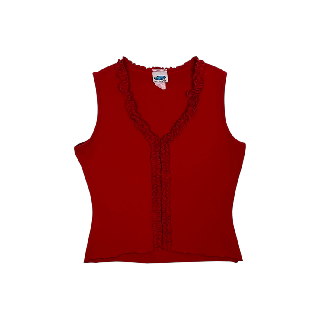 Women's M-Fasis By California Blue Ruffled Tank Top - Size M