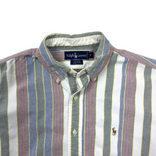 Load image into Gallery viewer, Ralph Lauren Vertical Stripe Raw Hem Button Down - Size M/L
