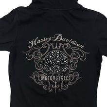 Load image into Gallery viewer, Women&#39;s Harley-Davidson Gromet Studded Skull Zip Up Hoodie - Size M
