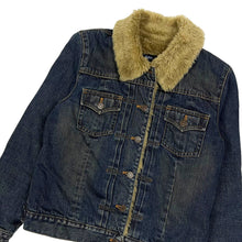 Load image into Gallery viewer, Women&#39;s Fall 2002 Gap Shearling Lined Denim Jacket - Size S
