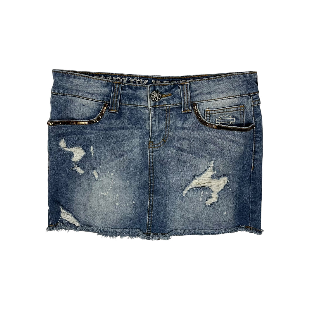 Women's Harley-Davidson Distressed Denim Mini Skirt - Size S