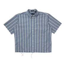Load image into Gallery viewer, Single Stitch Striped Raw Hem Oxford Button Down - Size L
