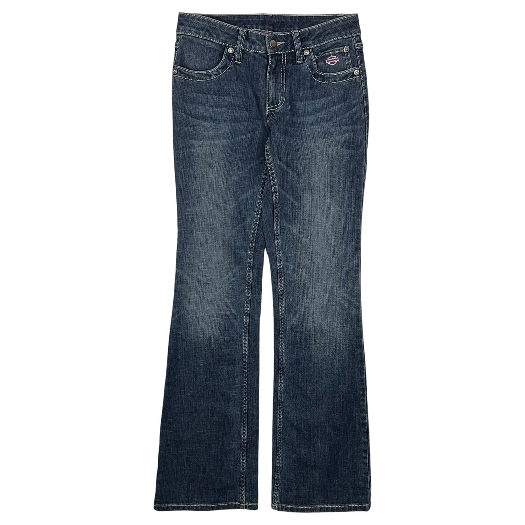 Dead Stock Women's Harley-Davidson Low Rise Flared Bedazzled Denim Jeans - Size XS