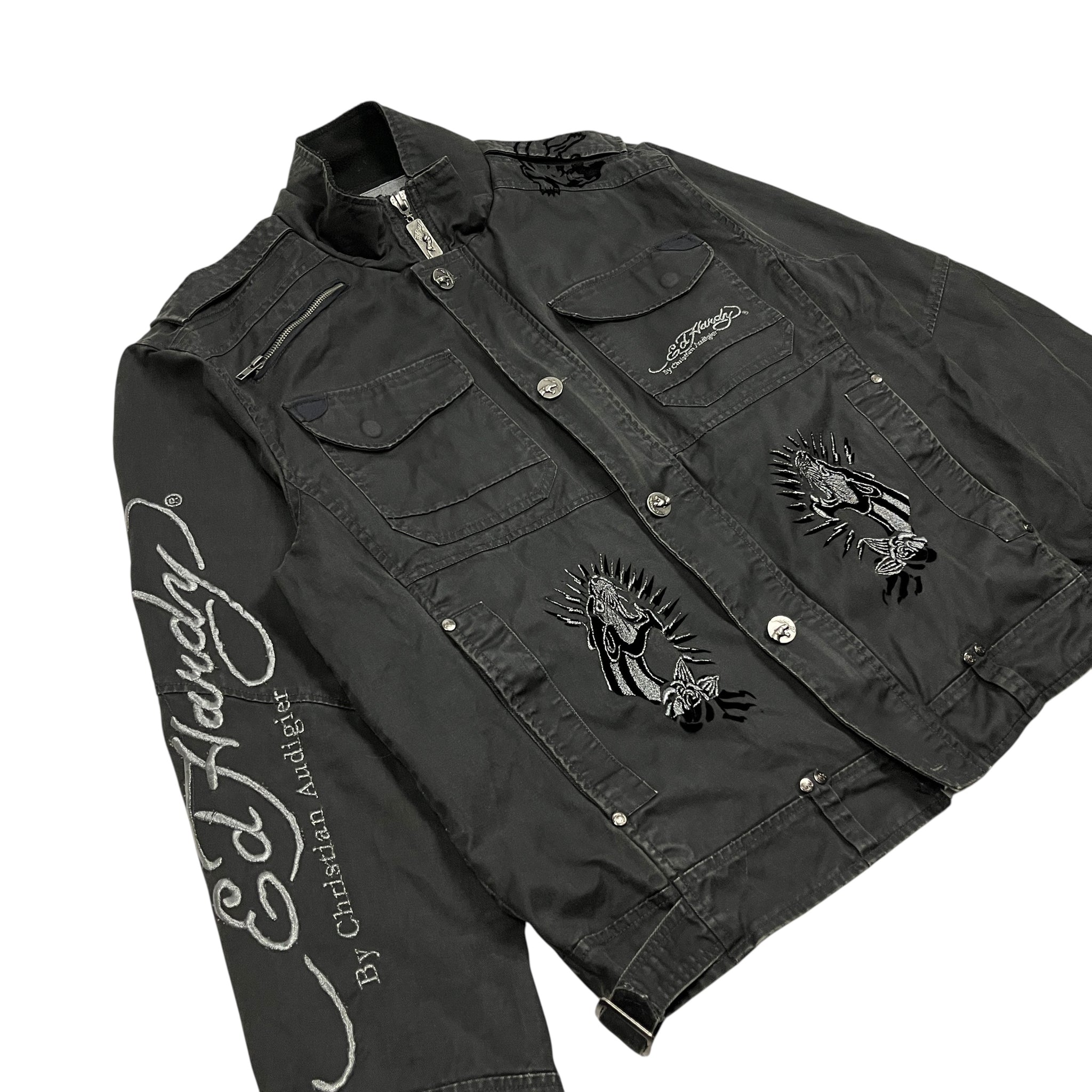 Ed Hardy By Christian Audigier Black Panther Jacket - Size L