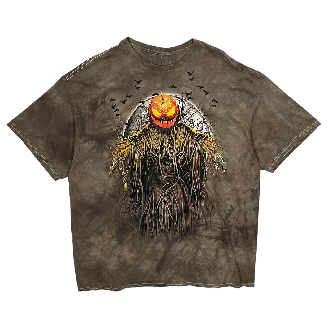 Pumpkin Head Scarecrow Tie Die Tee - Size XXL