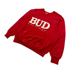 Load image into Gallery viewer, Distressed 1991 Budweiser King Of Beers Raglan Painters Crewneck Sweatshirt - Size L
